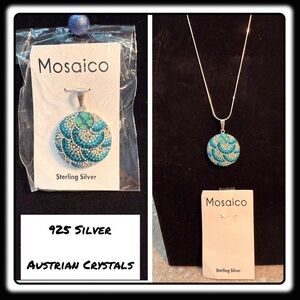 NWT Mosaico Austrian Crystal teal, navy, white pendant 💕💕 new line! 💕💕
